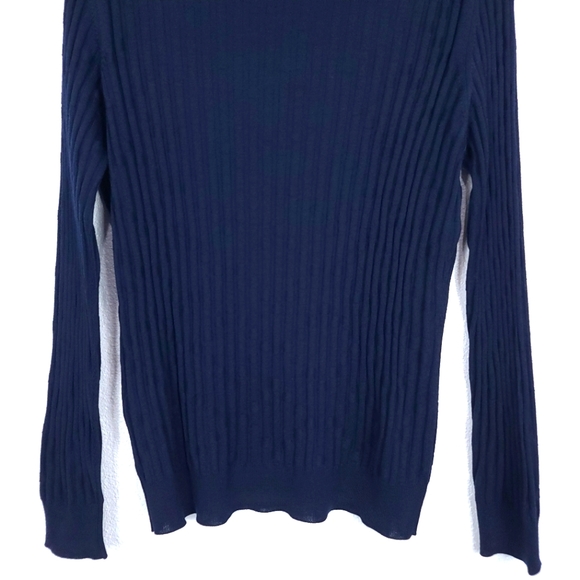 Corneliani Men's Virgin Wool Ribbed Navy Blue Jumper Sweater - Picture 13 of 15